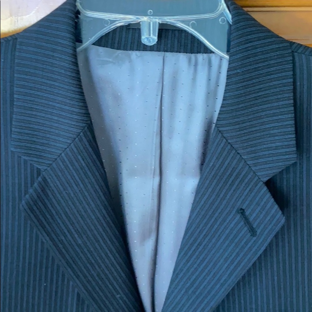 Calvin Klein Dark Blue Striped Suit Jacket 40R - Picture 2 of 11